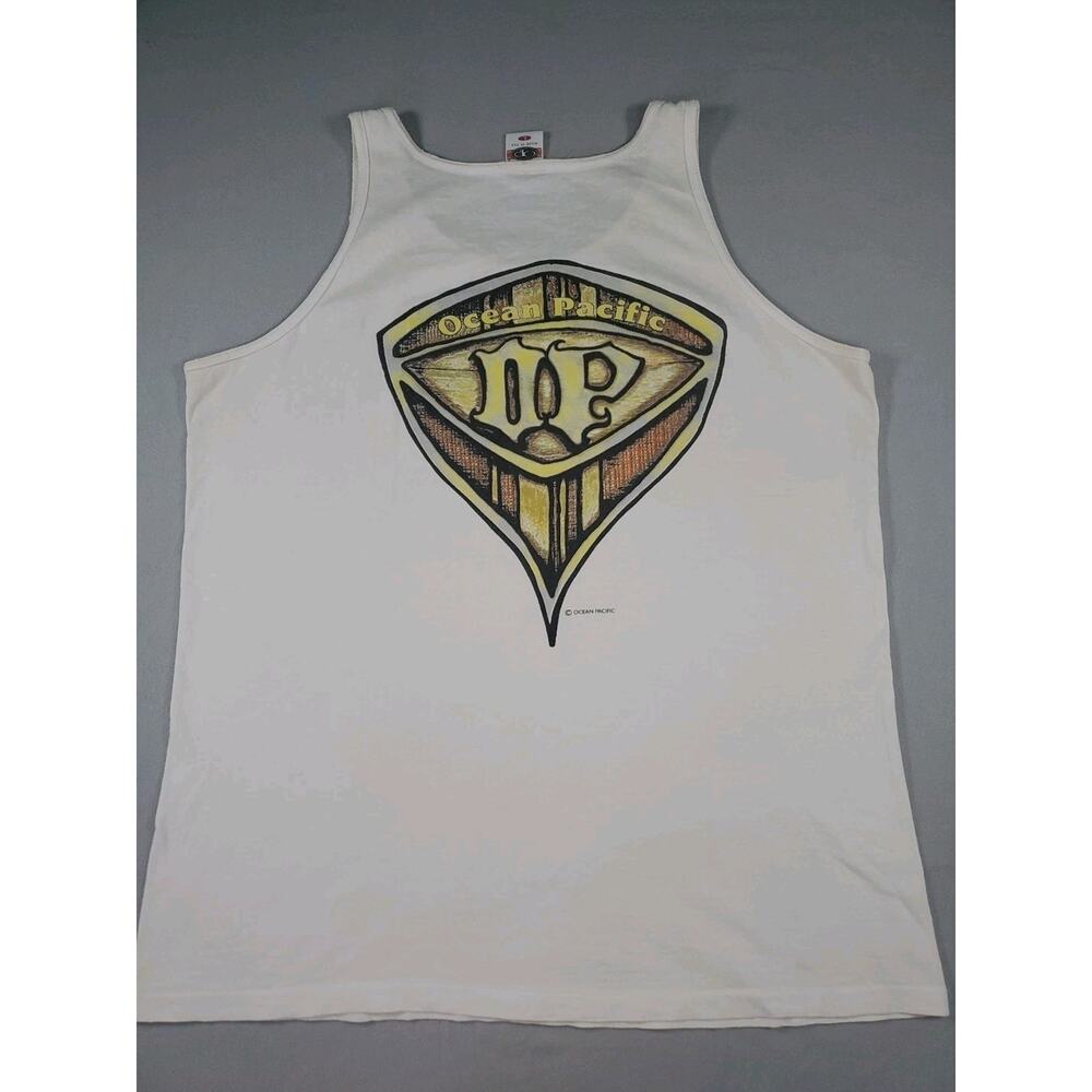 Vintage 90s 1993 Ocean Pacific OP T-shirt Mens Large White Tank Top Surf